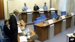 A video still from of the International War Crimes Tribual during a pre-trial hearing in 2002 of Slobodan Milosevic, former president of Yugoslavia, The Hague, Netherlands.