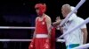 Algeria's Imane Khelif prepares to fight Italy's Angela Carini in their women's 66kg preliminary boxing match at the 2024 Summer Olympics, Aug. 1, 2024, in Paris.