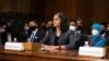FILE - Nusrat Choudhury appears before the U.S. Senate Judiciary Committee in Washington, DC, on April 27, 2022. (US Senate/via Reuters)