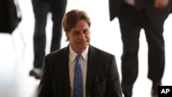 FILE - Uruguay's President Luis Lacalle Pou arrives for the South American Summit at Itamaraty palace in Brasilia, Brazil, May 30, 2023. Lacalle Pou met with U.S. President Joe Biden in Washington on Tuesday.