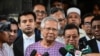 FILE - Nobel peace laureate Muhammad Yunus, center, speaks to the media in Dhaka, May 23, 2024. Yunus has been chosen to head Bangladesh's interim government after the nation's prime minister resigned and fled abroad in the face of a broad uprising against her rule.