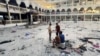 This image made from a video, shows the yard of a school after being hit by an Israeli airstrike in Gaza City, Aug. 10, 2024.