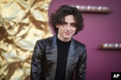 Aktor Timothee Chalamet pemeran Willy Wonka di acara pemutaran perdana film "Wonka" di California (dok: Richard Shotwell/Invision/AP)