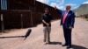 Republican presidential nominee Donald Trump talks with Paul Perez, president of the National Border Patrol Council, a labor union, as he tours the southern border with Mexico, Aug. 22, 2024, in Sierra Vista, Ariz.