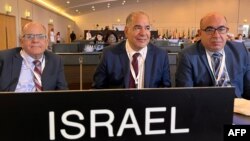 Delegasi dari Israel menghadiri sesi Komite Warisan Dunia ke-45 UNESCO di Riyadh, 11 September 2023. (Rania SANJAR / AFP)