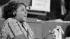 FILE - Fannie Lou Hamer testifies before the credentials committee of the Democratic National Convention in Atlantic City, New Jersey, on Aug. 22, 1964, as her racially integrated group challenged the seating of the all-white Mississippi delegation.