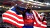 Noah Lyles, of the United States, celebrates after winning the men's 100-meters final at the 2024 Summer Olympics, in Saint-Denis, France, Aug. 4, 2024.