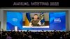 El presidente ucraniano, Volodymyr Zelenskyy, habla por video al Foro Económico de Davos el 23 de mayo de 2022.