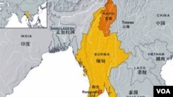 缅甸克钦邦位置图