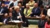 FILE - A handout photograph released by the U.K. Parliament shows Britain's Prime Minister Boris Johnson speaking during his final Prime Minister's Questions at the House of Commons in London on July 20, 2022. 