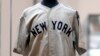 The jersey Babe Ruth wore in the 1932 World Series game in which he "called his shot" is displayed at Heritage Auction in Irving, Texas, on Aug. 21, 2024. The jersey could sell for as much as $30 million.