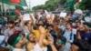 Hindus in Bangladesh hold a rally condemning violence against them and other religious groups in the Muslim-majority country, in Dhaka, Bangladesh, Monday, Aug. 12, 2024. 