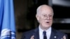 U.N. mediator Staffan de Mistura attends a news conference after a meeting with the High Negotiations Committee (HNC) during Syria Peace talks at the United Nations in Geneva, Switzerland, April 13, 2016. 