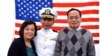 U.S. Navy Commander Chap Sokunthea with his parents. (Courtesy photo of the Chap's family)