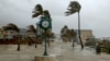 Palm trees blow from Tropical Storm Debby's bands, in Ft. Myers Beach, Florida, United States, August 4, 2024. Debby was later upgraded to a Category 1 hurricane.