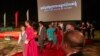 American actress Angelina Jolie along with her six children arrive at an outdoor world premiere of "First They Killed My Father" in Siem Reap, Cambodia, February 18, 2017. (Amanda Boury/Netflix)