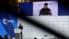 ယူကရိန်းသမ္မတ Volodymyr Zelenskiy မြူးနစ်လုံခြုံရေးညီလာခံမှာ မိန့်ခွန်းပြောနေစဉ်