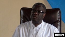 Denis Mukwege, a gynaecologist treating victims of sexual violence, addresses a news conference after he won the 2018 Nobel Peace Prize, at the Panzi Hospital in Bukavu, South Kivu Province, Democratic Republic of Congo, Oct. 5, 2018.