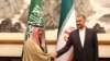 FILE- Iranian Foreign Minister Hossein Amirabdollahian, right, meets with Saudi Arabia's Foreign Minister Prince Faisal bin Farhan Al Saud in Beijing.