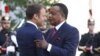 Président ya Congo-Brazzaville Denis Sassou N'Guesso ayambani na mokokani wa ye ya France France Emmanuel na Palais ya Elysée na Paris, 3 septembre 2019.