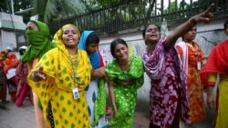 Costureras en Dacca, Bangladesh protestas por el maltrato policial después de protestas por pagos atrasados. Foto de archivo, septiembre 2019.