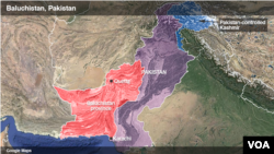 Peta kawasan Baluchistan, Pakistan