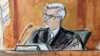 FILE - In this artist's depiction, Judge Juan Merchan presides over former President Donald Trump's trial in Manhattan criminal court, April 23, 2024, in New York. Trump's lawyers have asked Merchan to postpone sentencing in his hush money case until after the Nov. 5 election.