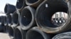 FILE - Rolls of steel are seen at a steel market in Fuyang, in Chinas eastern Anhui province on Feb. 10, 2025.