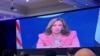 Wakil Presiden AS Kamala Harris berbicara secara virtual dari layar video dalam forum negara-negara di Kepulauan Pasifik yang digelar di Suva, Fiji, pada 13 Juli 2022. (Foto: Reuters/Kirsty Needham)