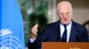 FILE - U.N. mediator for Syria Staffan de Mistura attends a news conference after a meeting at the United Nations in Geneva, Switzerland, Jan. 12, 2017. 