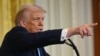 TOPSHOT - US President Donald Trump speaks during a press conference with unseen Israel's Prime Minister Benjamin Netanyahu in the East Room of the White House in Washington, DC, on February 4, 2025. (Photo by ANDREW CABALLERO-REYNOLDS / AFP)