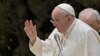 Pope Francis gestures during the weekly general audience at Paul-VI hall in the Vatican, on February 7, 2024.