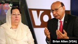 美国陆军上尉胡马云·汗的父母希萨尔·汗和加扎拉·汗8月1日在华盛顿接受美国之音采访。（美国之音）