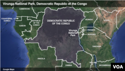 Map showing the location of Virunga National Park, near where four — three of them rangers — were killed May 18, 2023, when their convoy was ambushed. The area is the scene of frequent militia attacks.